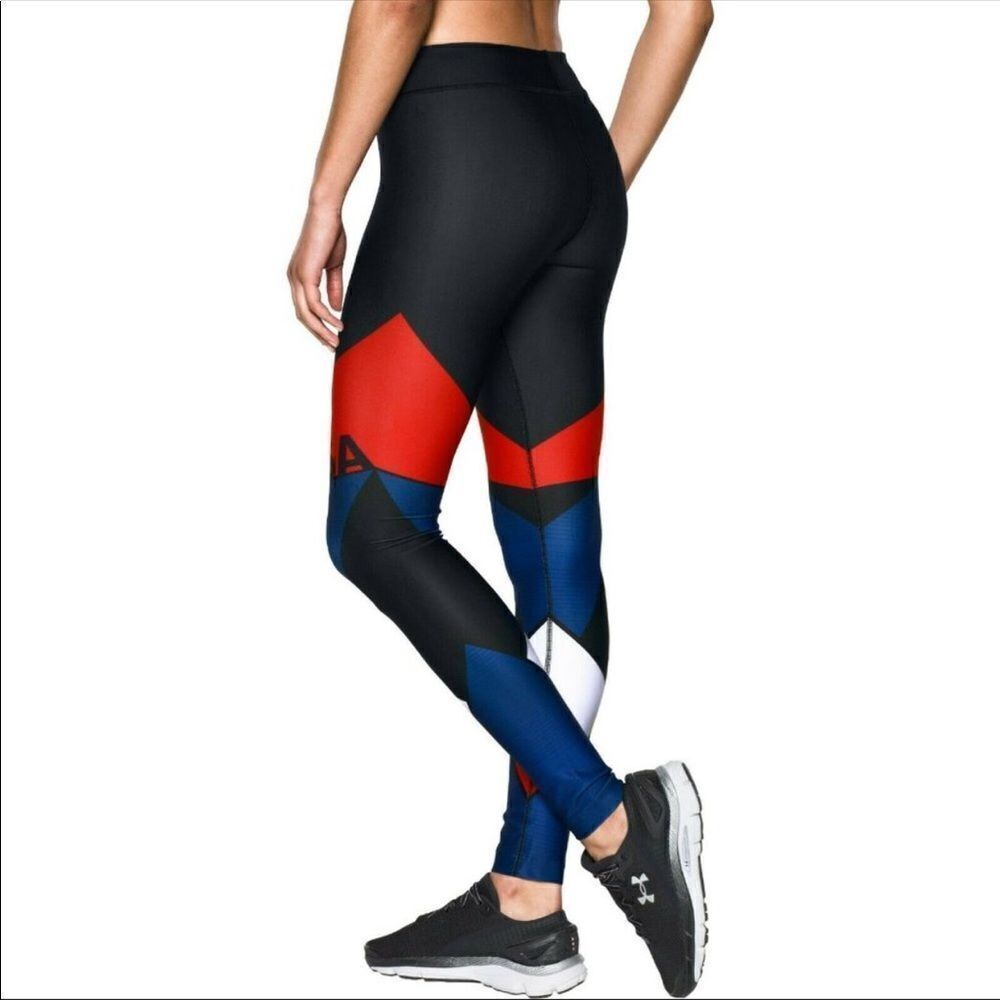 Women’s New Under Armour Stretch Team Usa Yoga Tights Work Out Pants Multi Color